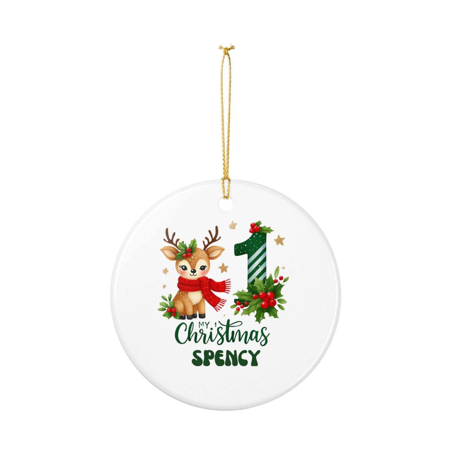 First Christmas Ornament — Personalized 'My 1st Christmas' Reindeer Ceramic Keepsake