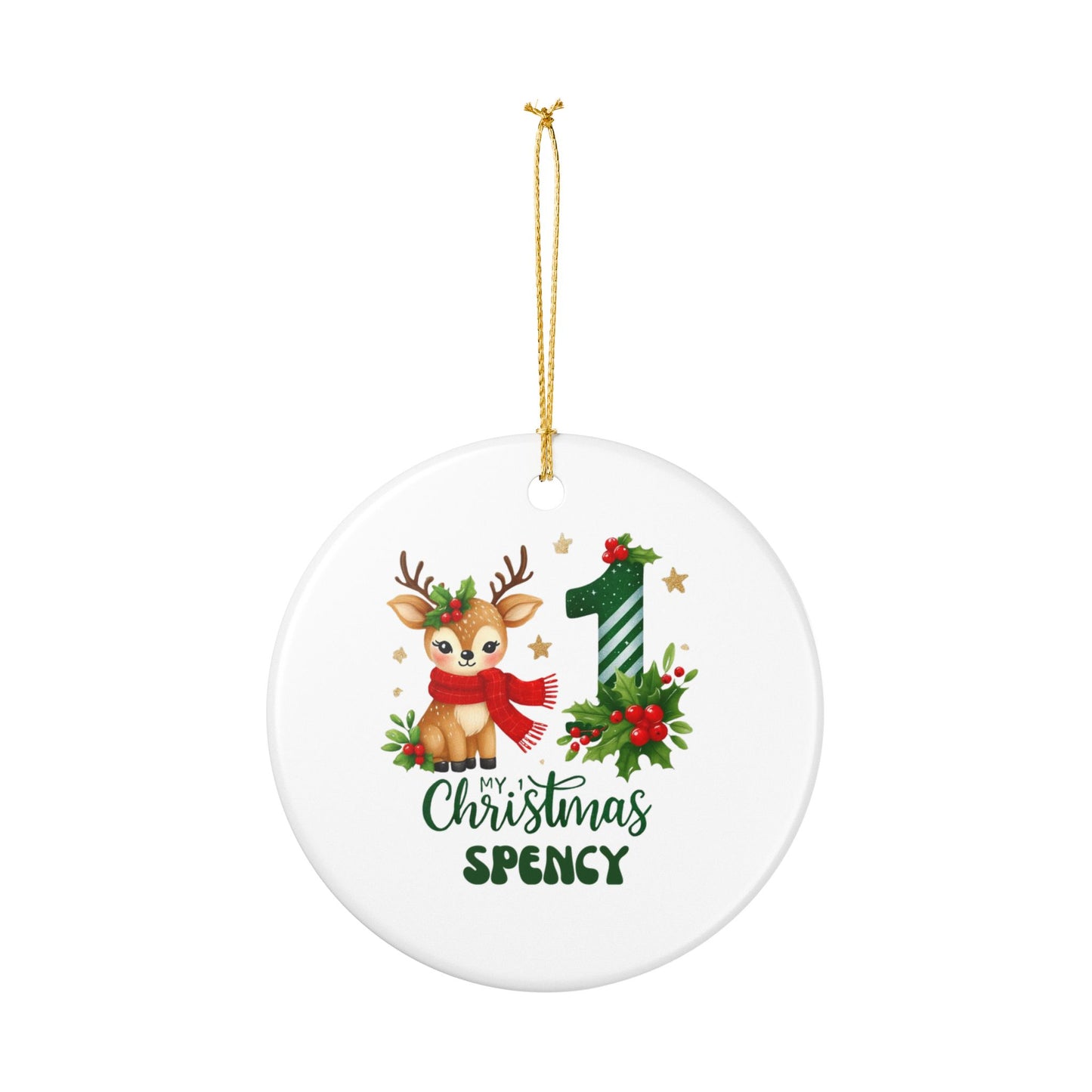 First Christmas Ornament — Personalized 'My 1st Christmas' Reindeer Ceramic Keepsake