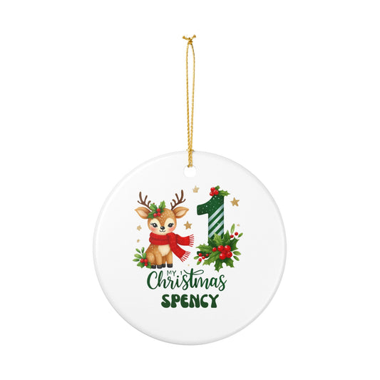 First Christmas Ornament — Personalized 'My 1st Christmas' Reindeer Ceramic Keepsake