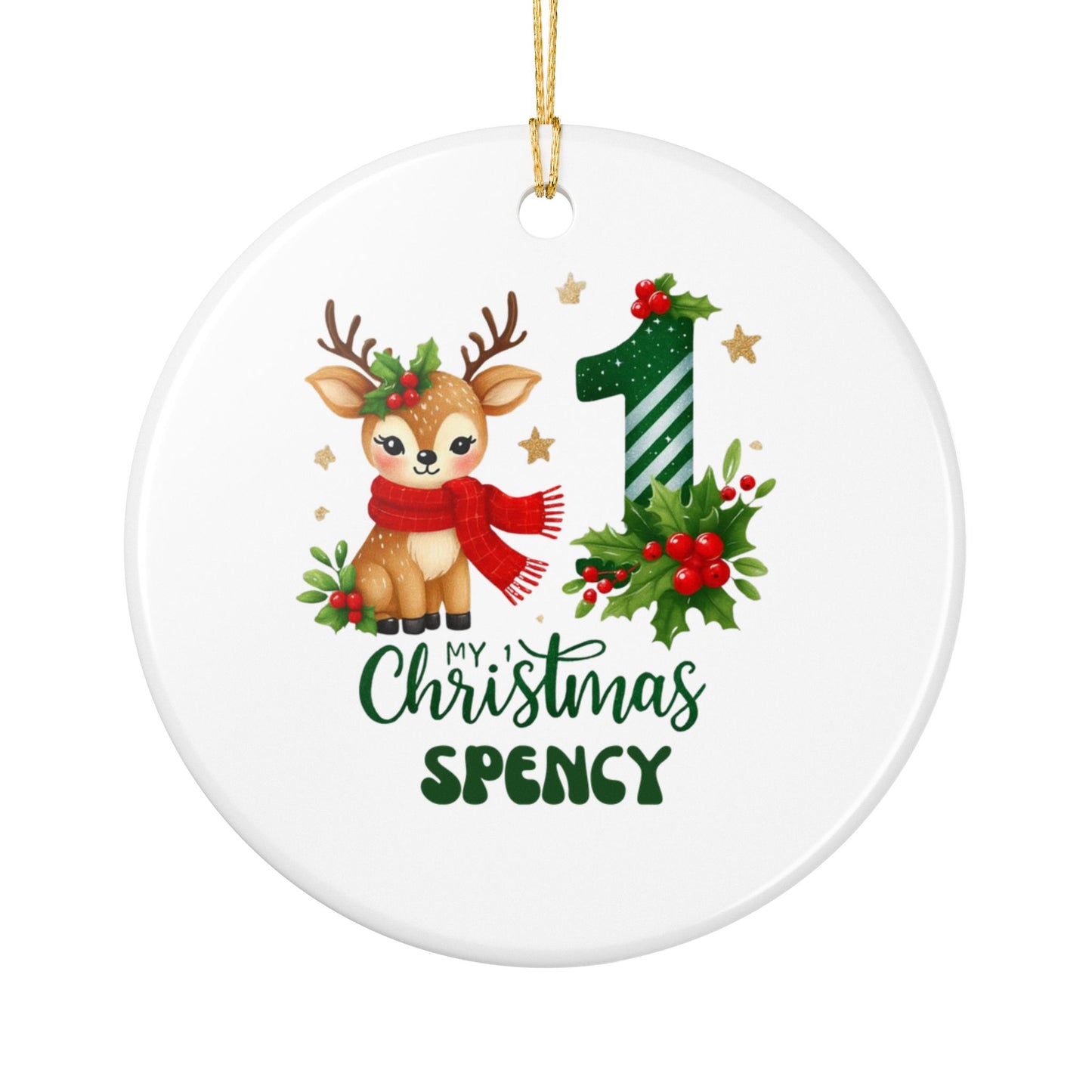First Christmas Ornament — Personalized 'My 1st Christmas' Reindeer Ceramic Keepsake