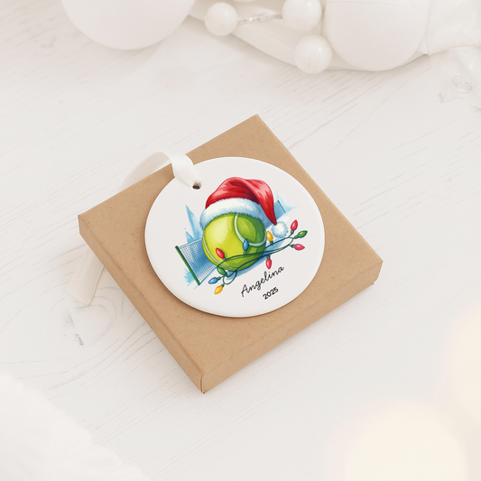 Tennis Ball Christmas Ornament — Personalized ‘Angelina’ Holiday Decoration