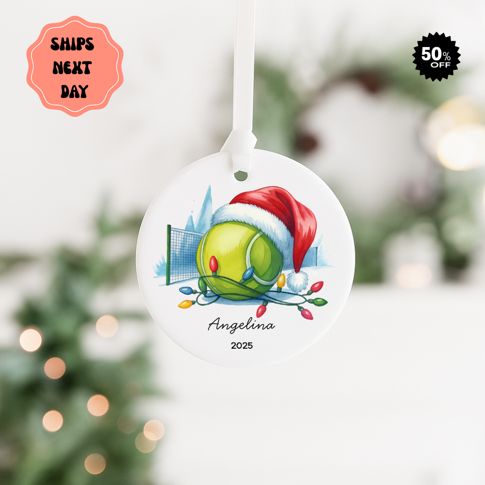 Tennis Ball Christmas Ornament — Personalized ‘Angelina’ Holiday Decoration