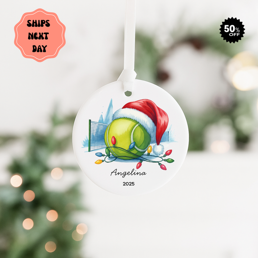 Tennis Ball Christmas Ornament — Personalized ‘Angelina’ Holiday Decoration