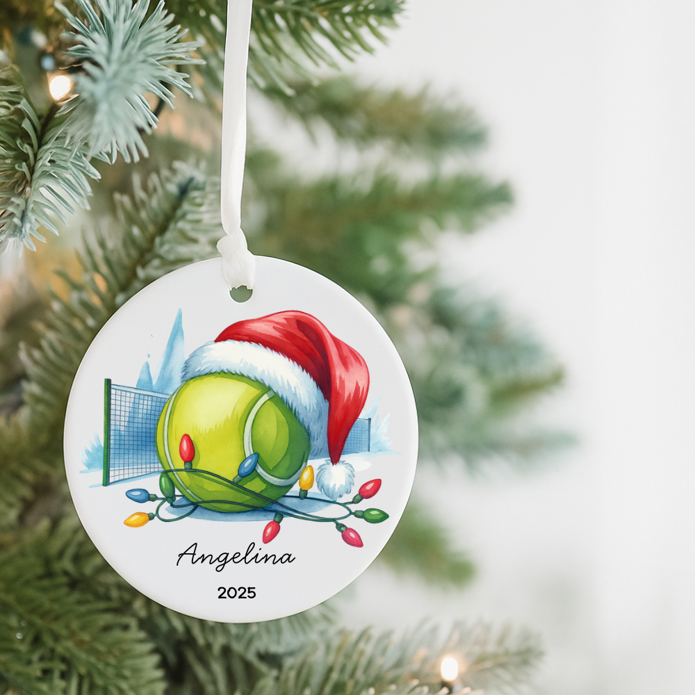Tennis Ball Christmas Ornament — Personalized ‘Angelina’ Holiday Decoration