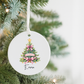 Personalized Ceramic Ornament — Christmas Tree with Pink Bows & Name (Emma)