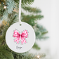 Breast Cancer Awareness Ceramic Ornament — Pink Ribbon Bow Decoration