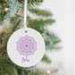 Personalized Purple Mandala Ceramic Ornament — Custom Name Holiday Décor