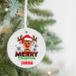Personalized Merry Christmas Reindeer Ceramic Ornament — Custom Name Holiday Decoration