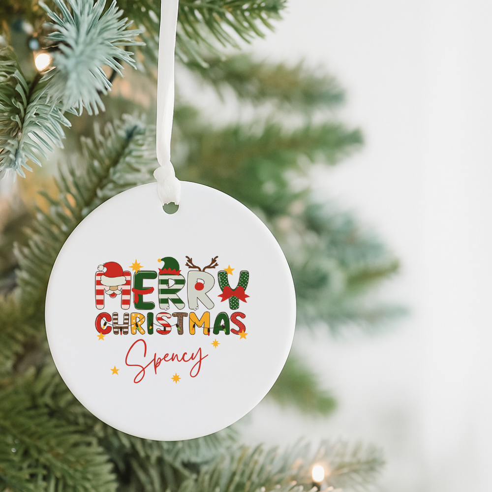 Christmas Ornament — 'Merry Christmas' Personalized Ceramic Decoration