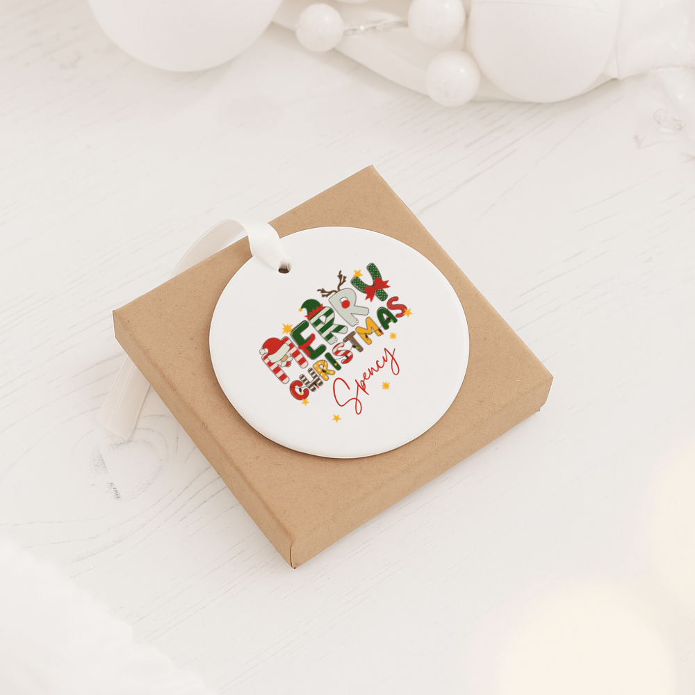 Christmas Ornament — 'Merry Christmas' Personalized Ceramic Decoration