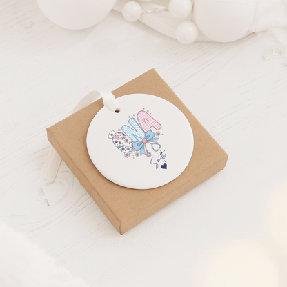 Nana Nurse Personalized Ceramic Ornament — Custom Name Grandma Gift for Nurses, Baby Shower & Mother’s Day