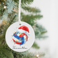 Personalized Volleyball Christmas Ornament — Ceramic Holiday Decoration with Santa Hat & Lights (Custom Name)