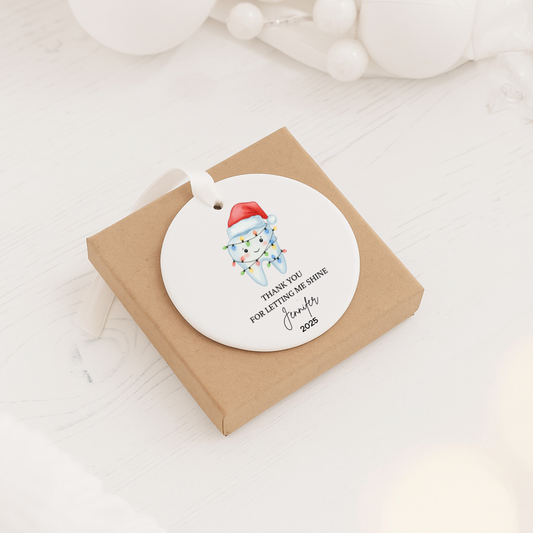 Tooth Fairy Thank You Ornament — Personalized 'Thank You For Letting Me Shine' Ceramic Christmas Decoration