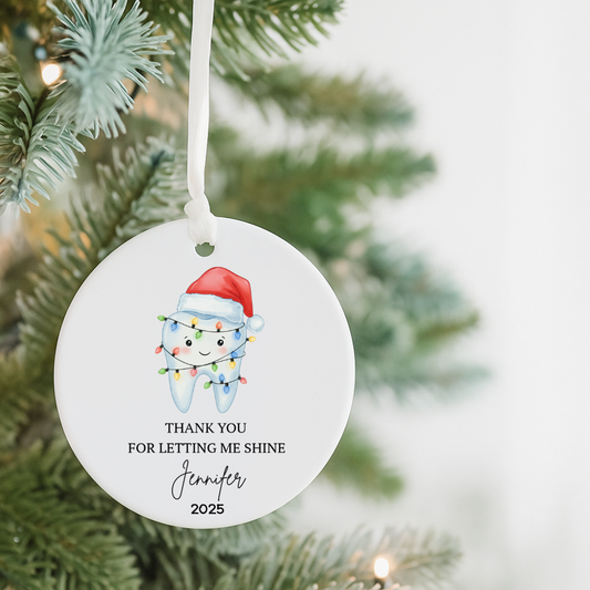 Tooth Fairy Thank You Ornament — Personalized 'Thank You For Letting Me Shine' Ceramic Christmas Decoration