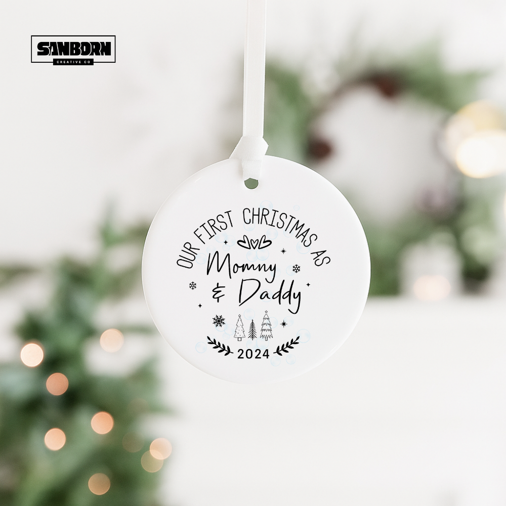First Christmas as Mommy & Daddy 2024 Ceramic Ornament