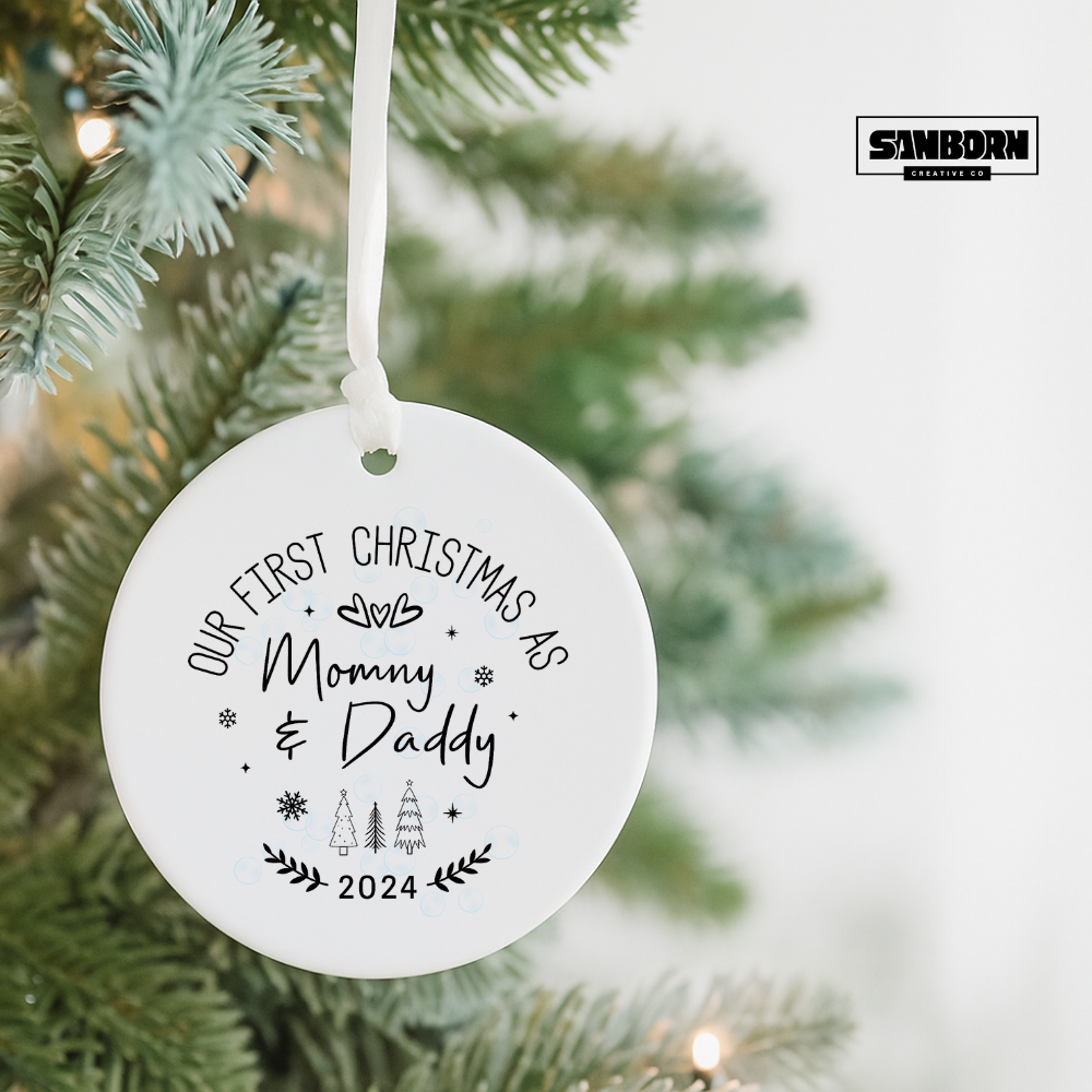 First Christmas as Mommy & Daddy 2024 Ceramic Ornament