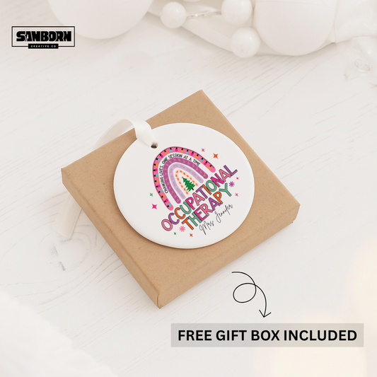 Occupational Therapy Ornament — Personalized Ceramic Holiday Decoration ("Changing Lives, One Session at a Time")