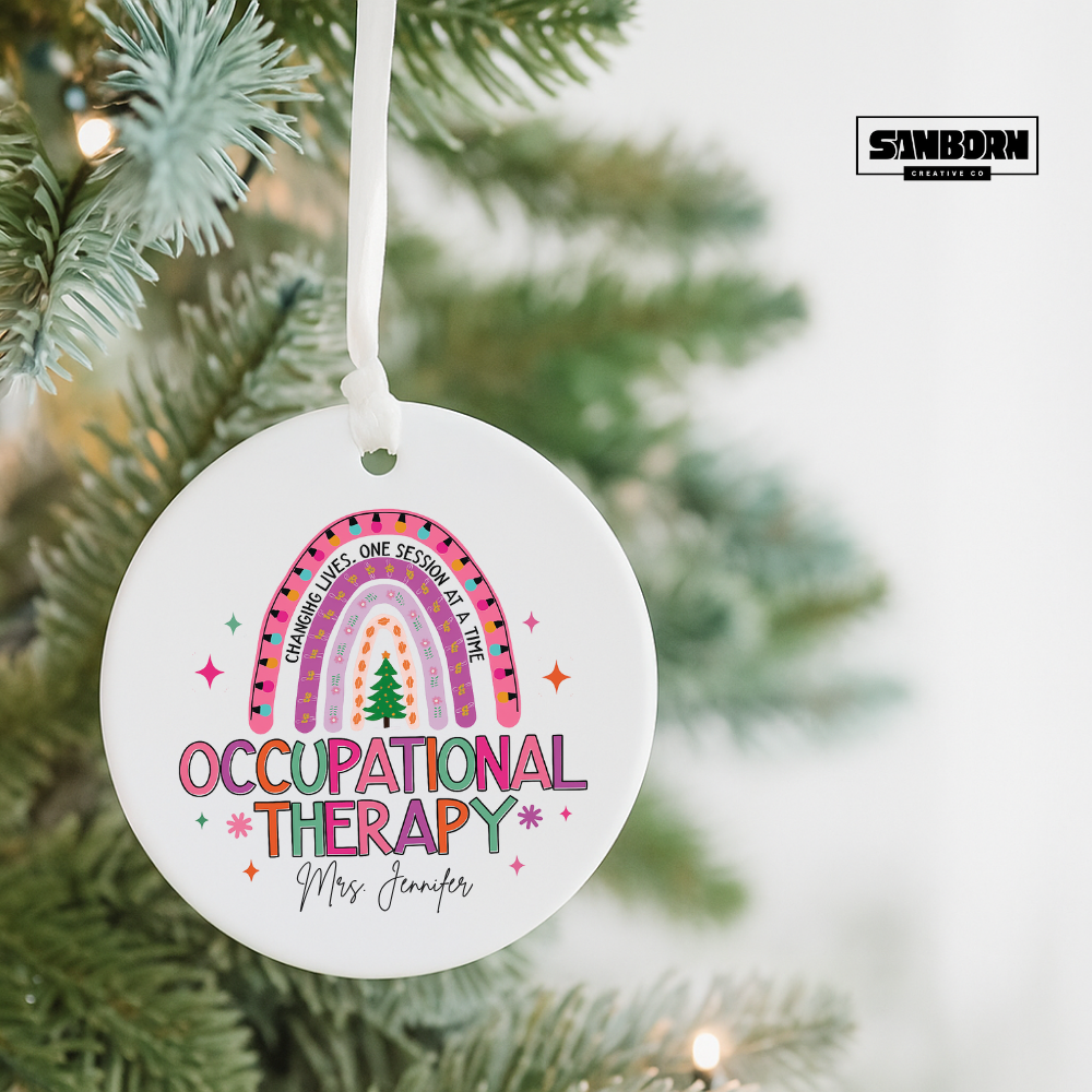 Occupational Therapy Ornament — Personalized Ceramic Holiday Decoration ("Changing Lives, One Session at a Time")