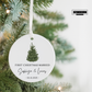 First Christmas Married Ceramic Ornament — Personalized Newlywed Tree Keepsake