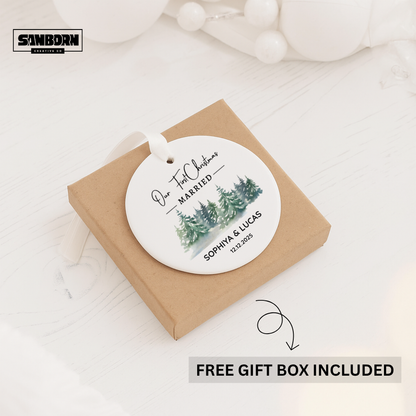 Our First Christmas Married Personalized Ceramic Ornament — Custom Names & Date