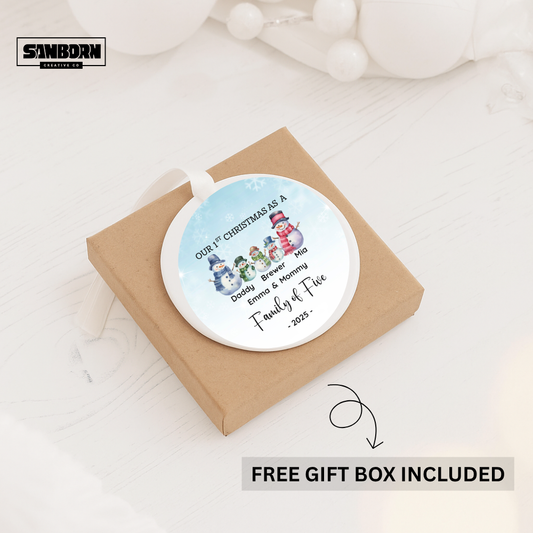 Family of Five Personalized Christmas Ornament – Our 1st Christmas as a Family (2025)