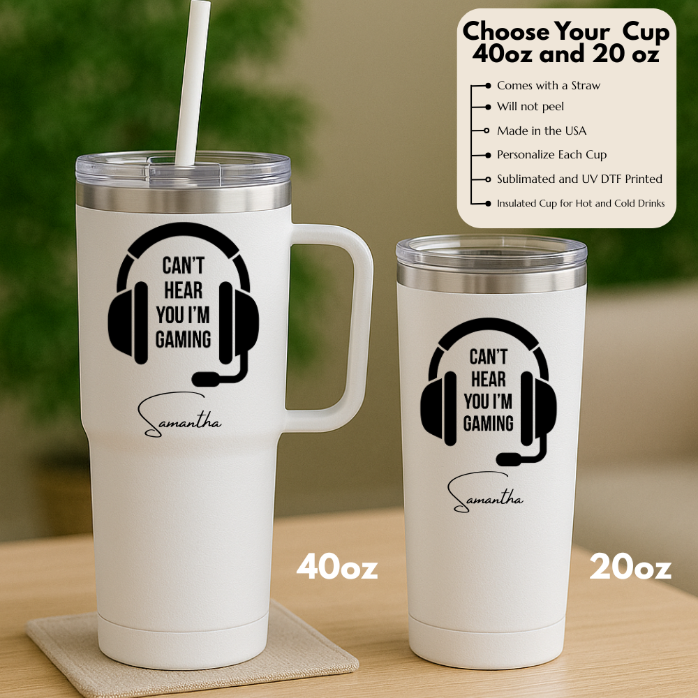 Personalized Gamer Tumbler, Funny Gaming Gift, Stainless Steel Cup